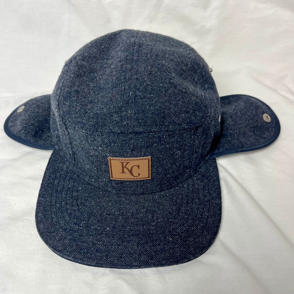 New KC Royals Trapper Hat Navy Blue Sherpa Ear Flap Snapback Wool Blend Baseball - Picture 4 of 8